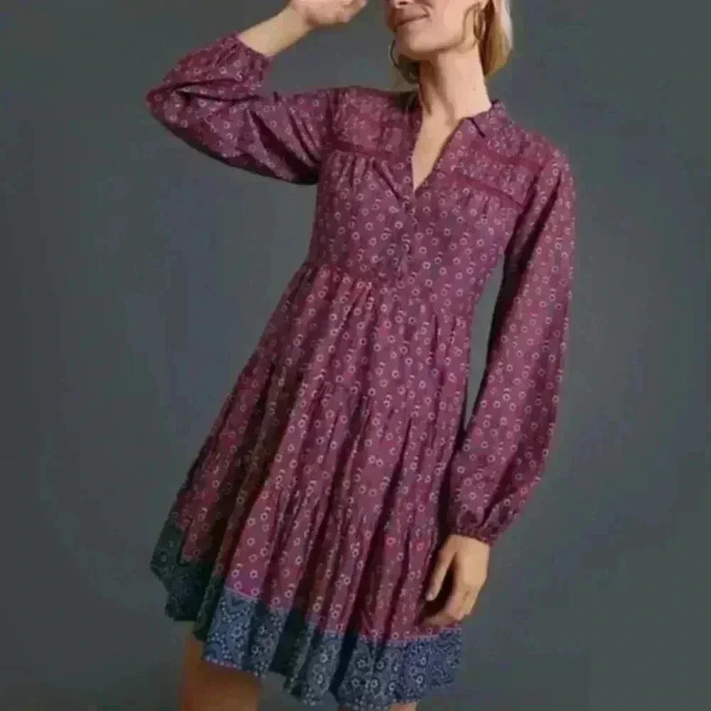 NWT Anthropologie Diyana Tiered Tunic Dress, Size M